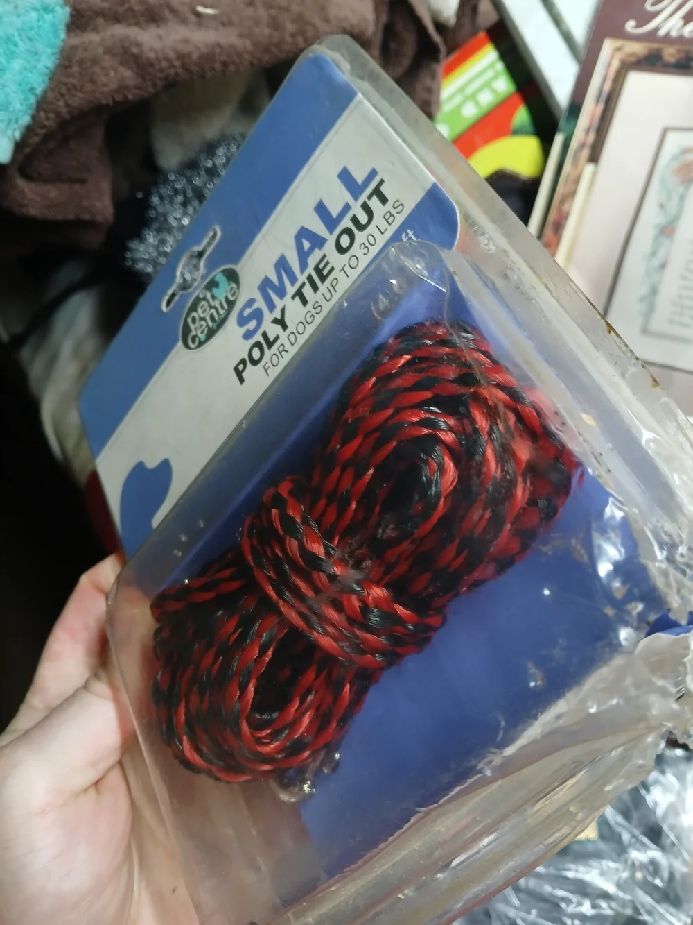 Small Poly Tie Out Rope — Red & Black
